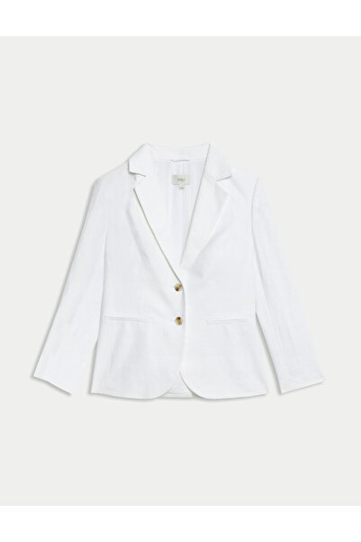 Marks & Spencer Keten Karışımlı Düğmeli Blazer Ceket