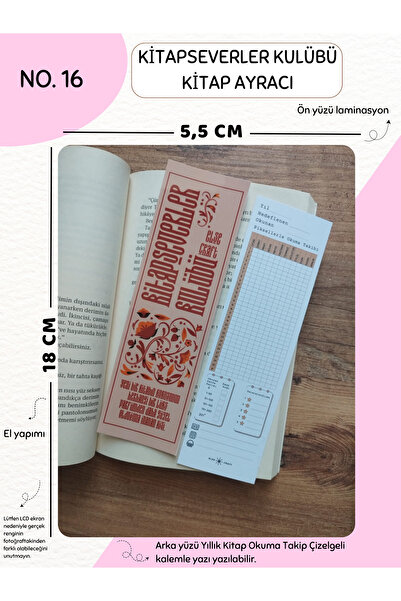 Else Craft Kitap Kulübü Temalı Kitap Ayracı No.16 - Arka Yüzü Yıllık Kitap Ok...
