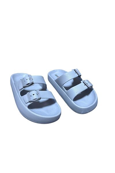 Akınal Bella EVA Women's and Children's Slippers - Double Buckle, Ice Gray, Ultra Soft and Adjustable