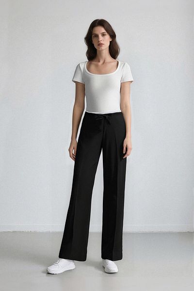 DeFacto Wide Leg - Regular Waist Collared Wide Leg Trousers E2470Ax24Wn