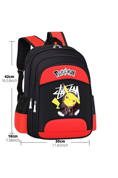 Takara Tomy Pikachu-red Pikachu Backpack, Large Capacity Printed Anime Daypack, Cartoon Schoolbag, Kids Boys Cas