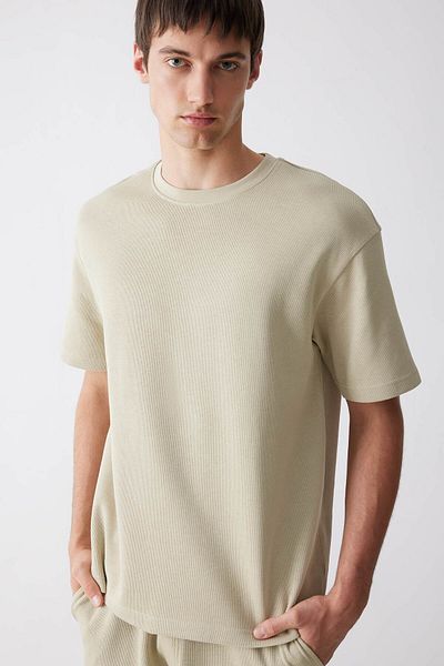 DeFacto 100% Cotton Boxy Fit Crew Neck Short Sleeve T-Shirt E0493Ax25Sm