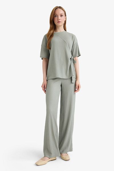 DeFacto Wrap-Around Pants Wide Leg Wide Wide Leg Stretchy Waisted C0200Ax25Sp