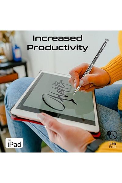 Promate Transparent Stylus Pen for iPads with Palm Rejection, Tilt Sensitivity, Real-Time Battery Di