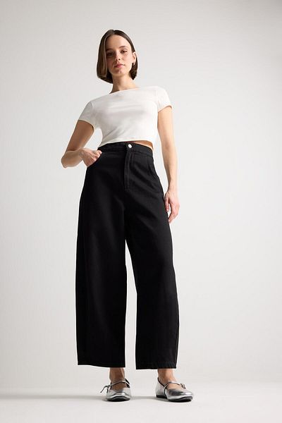 DeFacto Barrel Fit Regular Waist Ankle Length Soft Jean Pants E3874Ax25Sp