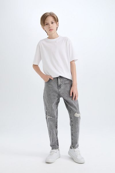 DeFacto Boy's Balloon Fit Ripped Detail Straight Leg Jean Trousers 3132981