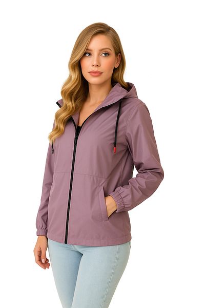 freemen Women's Plum Color Waterproof Windbreaker Hooded Raincoat