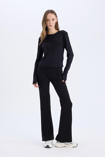 DeFacto Spanish Leg Cool Flare Fit Stretchy Rib Pants E0628Ax25Sp