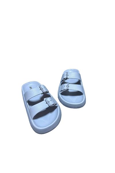 Akınal Bella EVA Women's and Children's Slippers - Double Buckle, Ice Gray, Ultra Soft and Adjustable
