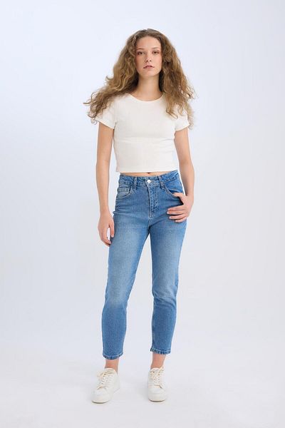 DeFacto Pantaloni lavabili Lina Comfort Mom cu talie înaltă până la gleznă E3439AXNS