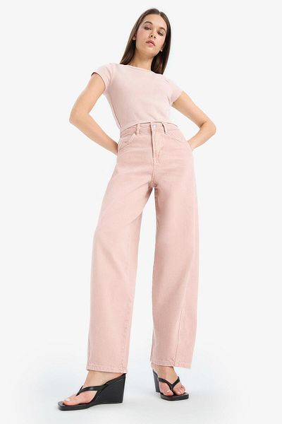 DeFacto Afra X Cool Baggy Fit Gabardine Pantalon Winter Regular Waist E4307Ax25Sp