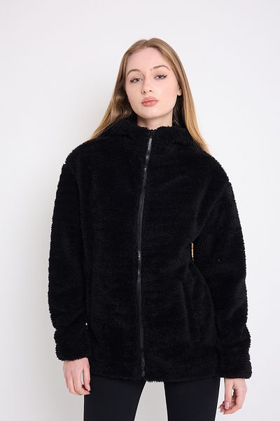 freemen Sports Women's Black Plush Windproof Welsoft Double Pocket Door Coat