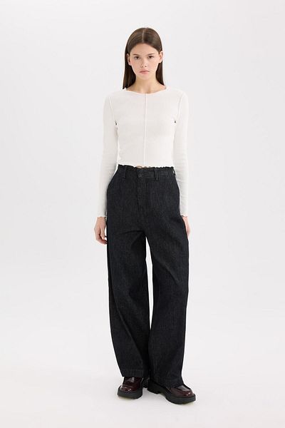 DeFacto Pantaloni lungi de jeans cu talie înaltă Baggy Fit E2966ax