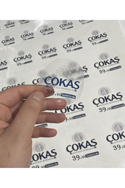 Çokaş Promosyon ملصق شفاف مخصص لشخص/شركة مقاس 4 × 4 سم (1000 قطعة).