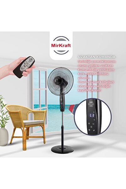 Mirkraft Fs-k40br 16'' Dc Motor 5 Kanatlı Uzaktan Kumandalı Ayaklı Vantilatör