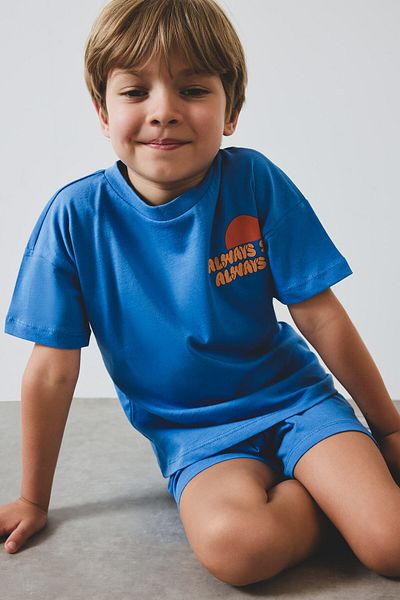 DeFacto Baby Boy 2-Piece Set Printed Short Sleeve T-Shirt Shorts E6818A525Sm