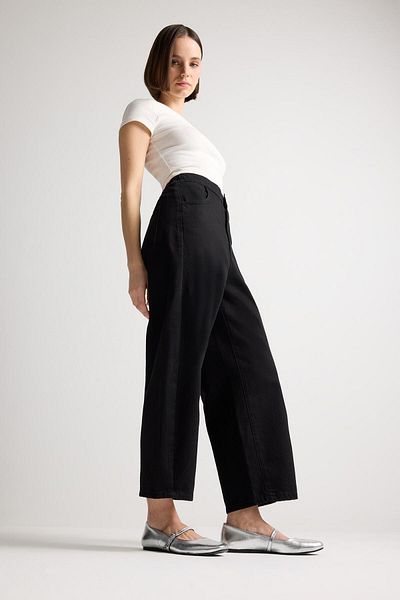 DeFacto Barrel Fit Regular Waist Ankle Length Soft Jean Pants E3874Ax25Sp