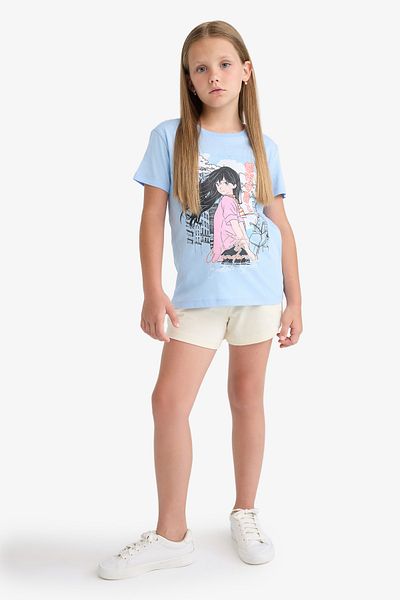 DeFacto Tricou cu mânecă scurtă cu imprimeu anime pentru fete E0351a825sm