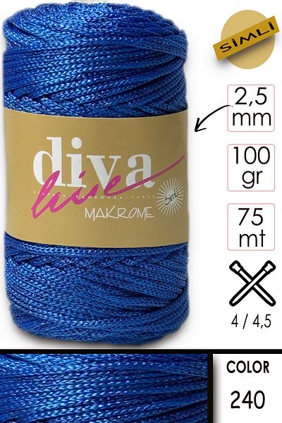 Diva İplik ديفا مكرميه الخيط جليتر 240 أواني الزهور