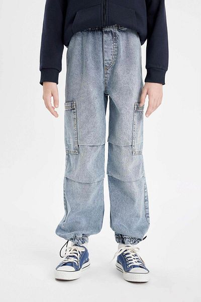 DeFacto Pantaloni de jogging pentru băieți - cu buzunare cargo și talie și picior elastic C4519a824au