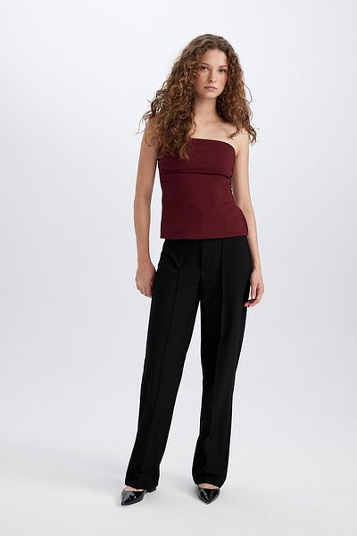 DeFacto Wide Leg Regular Waist Wide Leg Standard Length Classic Pants E1518Ax24Wn