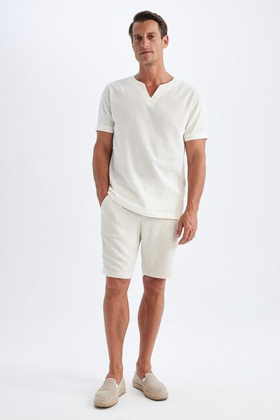 DeFacto Linen Blended Straight Leg Shorts - D4277AX24SM