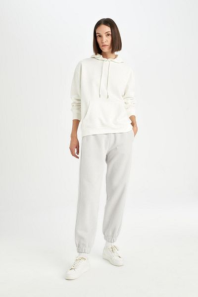 DeFacto Standard Size Thick Jogger Sweatpants Basic Straight Waist Leg with Elastic Pockets D9934Ax24Wn
