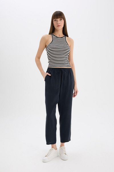 DeFacto Straight Fit Double Pocket High Waist Straight Leg Modal Fabric Pants E5962Ax25Sp