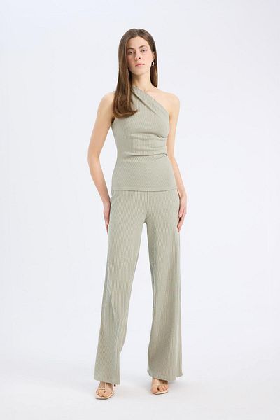 DeFacto Slim Fit Slim Fit Ribbed Camisole Basic Straight Trousers E5783Ax25Sp