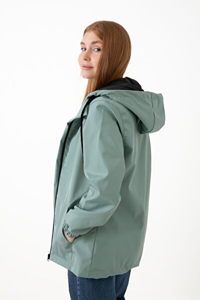 freemen Sportovní dámská mátově zelená voděodolná a větruodolná pláštěnka s kapucí a kapsami