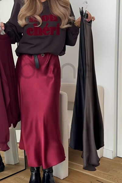 thesunfyre Жіноча стильна літня атласна спідниця довжиною міді