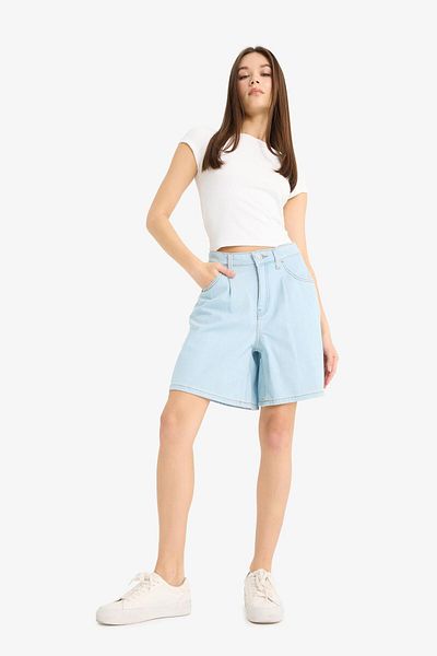 DeFacto Weiche Jeans-Bermudashorts mit hoher Taille E0960ax25sm