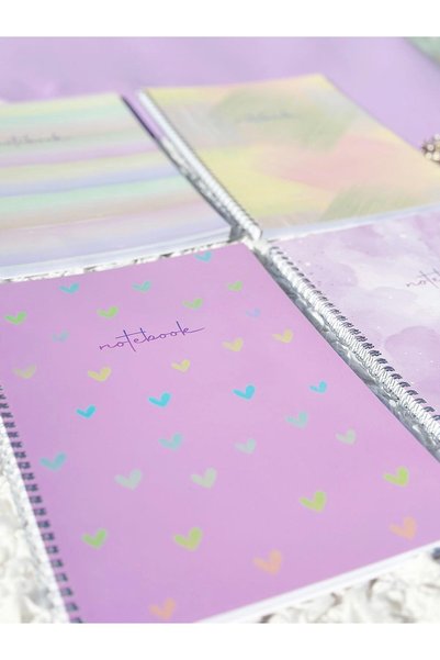 Pink notes 4-Piece A4 Size Spiral Checkered School Notebook - 80 Sheets Checkered Set of 4