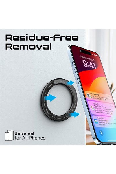 Promate Phone Magnetic Mount, 360° Magsafe Compatible, N52 Powerful Magnetic, Metal Ring, Magnetite