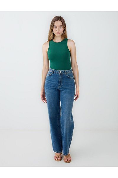 Jimmy Key Bluză fără mâneci verde slim cu decolteu