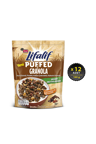 Eti Lifalif Puffed Granola Kakao 160 g x 12 Adet