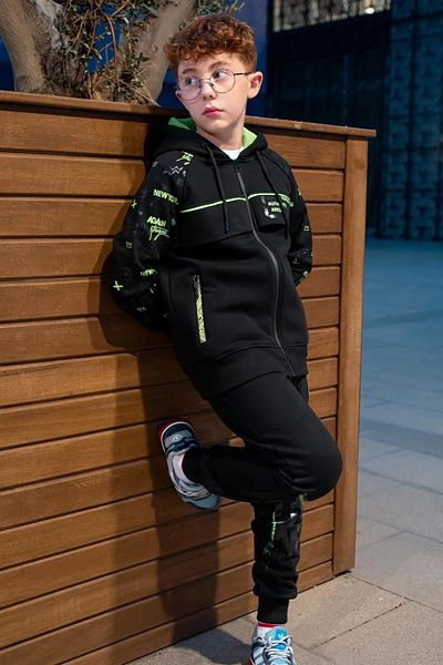 Zaziko Kids Boy's Arel Zippered Hooded Tracksuit Set Outdoor Esf.2020