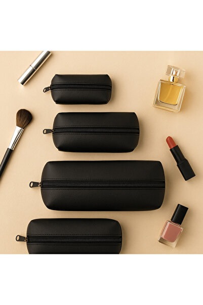 MOON SHOPPING Black 4 Piece Matryoshka Makeup Bag Set