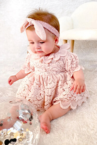 ALYRA Kız Bebek Zıbın Romper Elbise Kısa Kollu Çiçekli Doğum Günü Parti Düğün Özel Gün Bandanalı Kız Çocuk