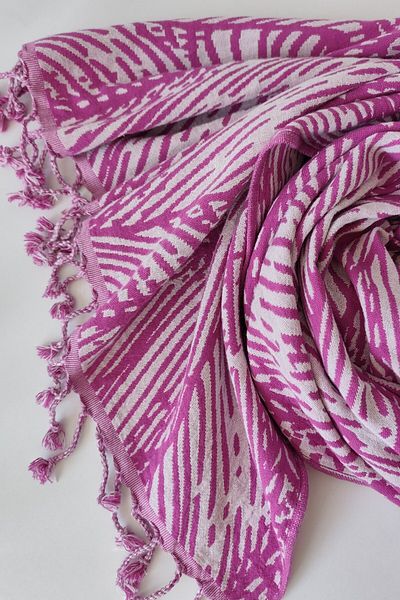 Sevim Prosop de plajă jacquard fucsia - Prosop din bumbac 100% cu uscare rapidă - 90x170 cm