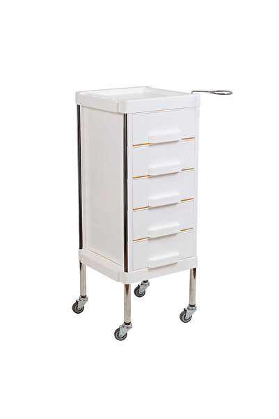 Hastekstil Kuaför Ekipmanı, Kuaför Servis Boya Arabası, 5 Çekmeceli, Tekerlekli