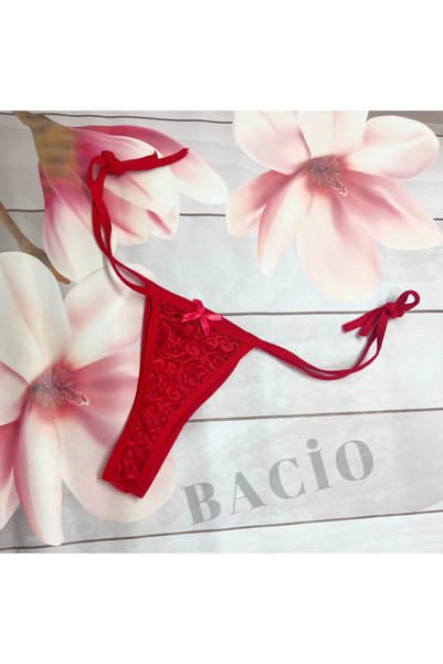 Bacio iç giyim Tanga sexy din 3 piese pentru femei, cu dantelă laterală