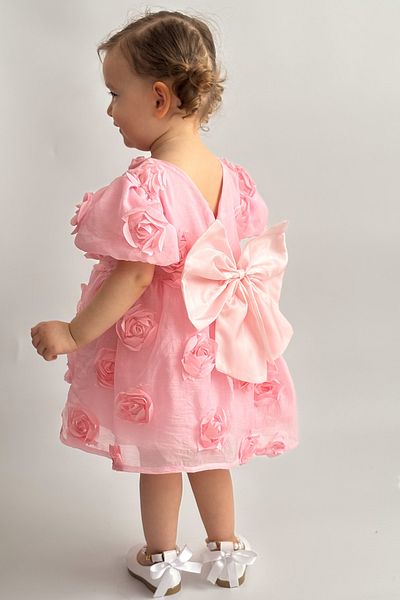 ALYRA Baby Girl Girl Child Short Sleeve Back Detail Bow Special Day Birthday Party Wedding Eid Dress