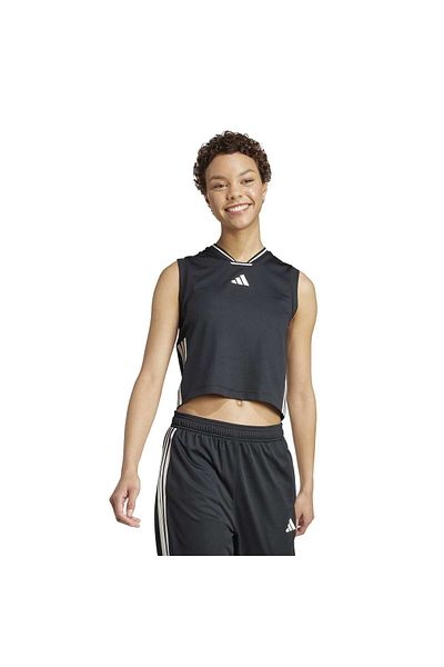 adidas Tricou negru cu gât rotund pentru femei Tiro Q2
