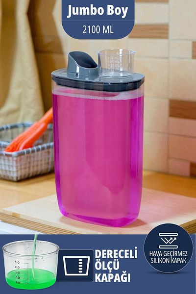 İronika Silicone Lid Scale Powder Liquid Tablet Detergent Storage Container Box 2100 ml