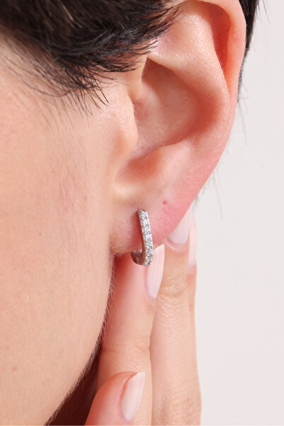 jingle bells Zirkon J Küpe 925 Ayar Gümüş Rodyum Kaplama