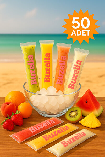 Palifix 50 Adet Tek Kullanımlık Buzella   Torbası Kilitli Dondurucu Meyve Suyu Poşeti 5.5x22+