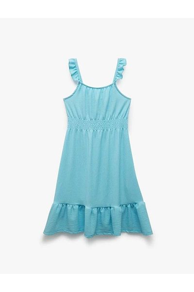 Koton Rochie midi cu bretele cu volane pentru fete 5skg80011ak Albastru