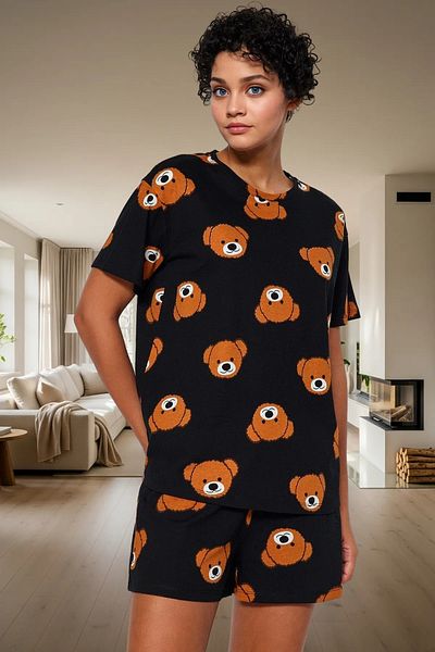 PayBuy Women's Teddy Bear Cotton Short Sleeve Pajamas Set Durable Material Trend Design