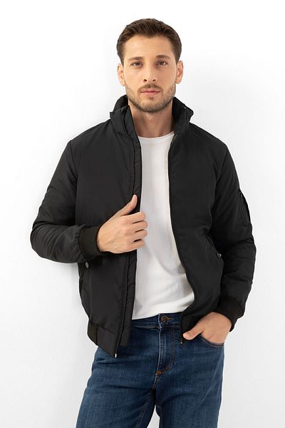 Firststops Men's Black Seasonal Pocketed Jacket - Water and Windproof, Lined, Stand Collar